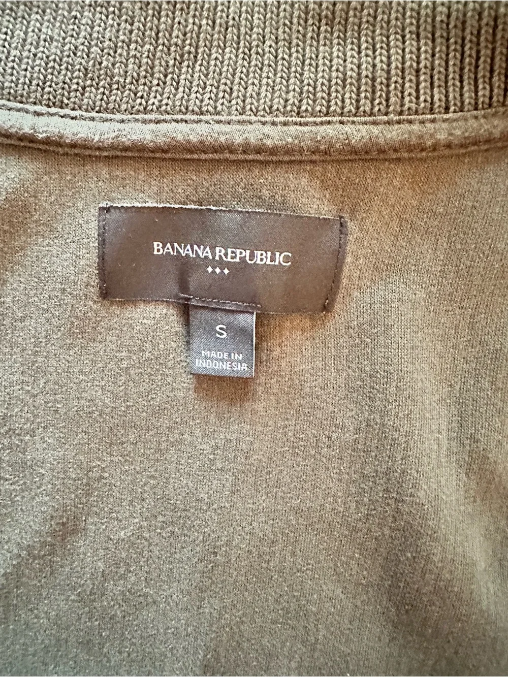 Banana Republic Men's Olive Zip-Front Ribbed Sweater Jacket